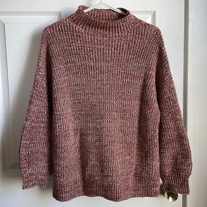 Mock Neck Bell Sleeve Red Sweater (Cupcakes and Cashmere)